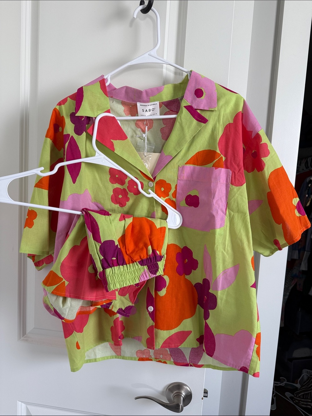 Sabo Skirt Lime Green Floral Button-Down Shirt